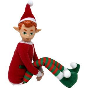 12"Christmas Elf Poseable Shelf Sitter with Flexible Dangling Legs Doll